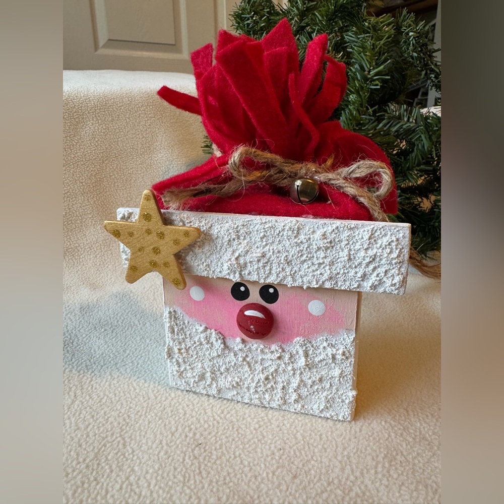 Handmade Winter Santa Decor with gold glitter star